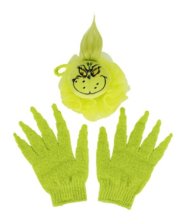 Dr Seuss The Grinch Exfoliating Gloves and Bath Puff Set
