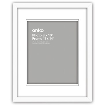 Photo Frame 8" x 10", White - Anko