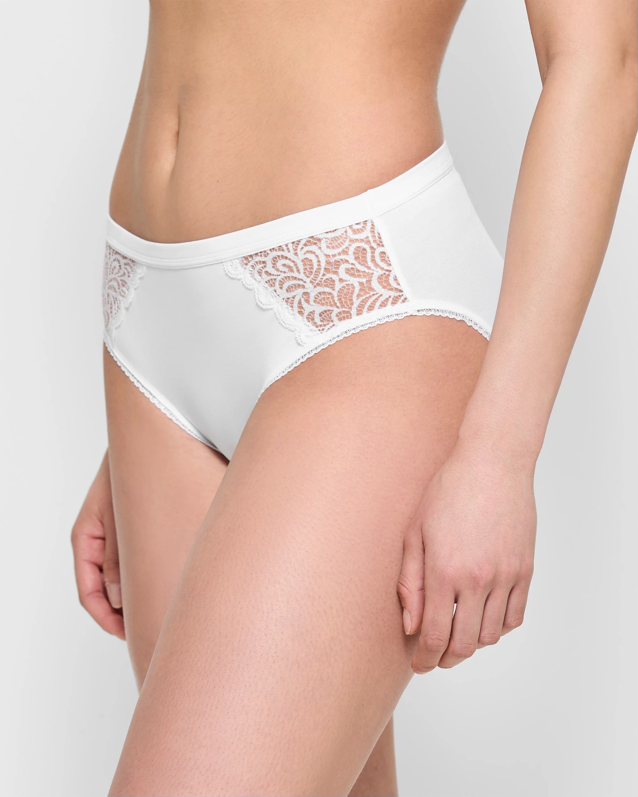 Australian Cotton and Lace High Cut Briefs - White 2 of 4
