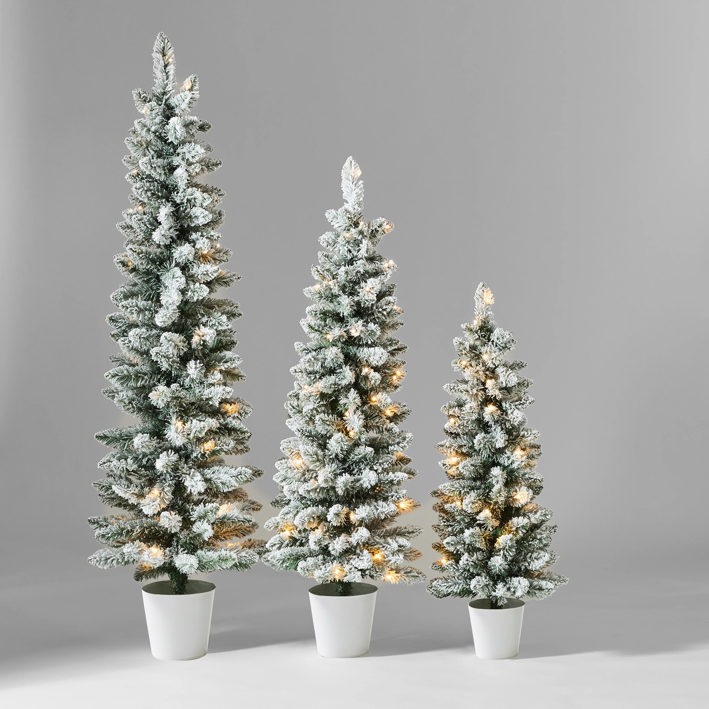 Anko Set of 3 Snowy Prelit Potted Christmas Trees (O) 2 of 6