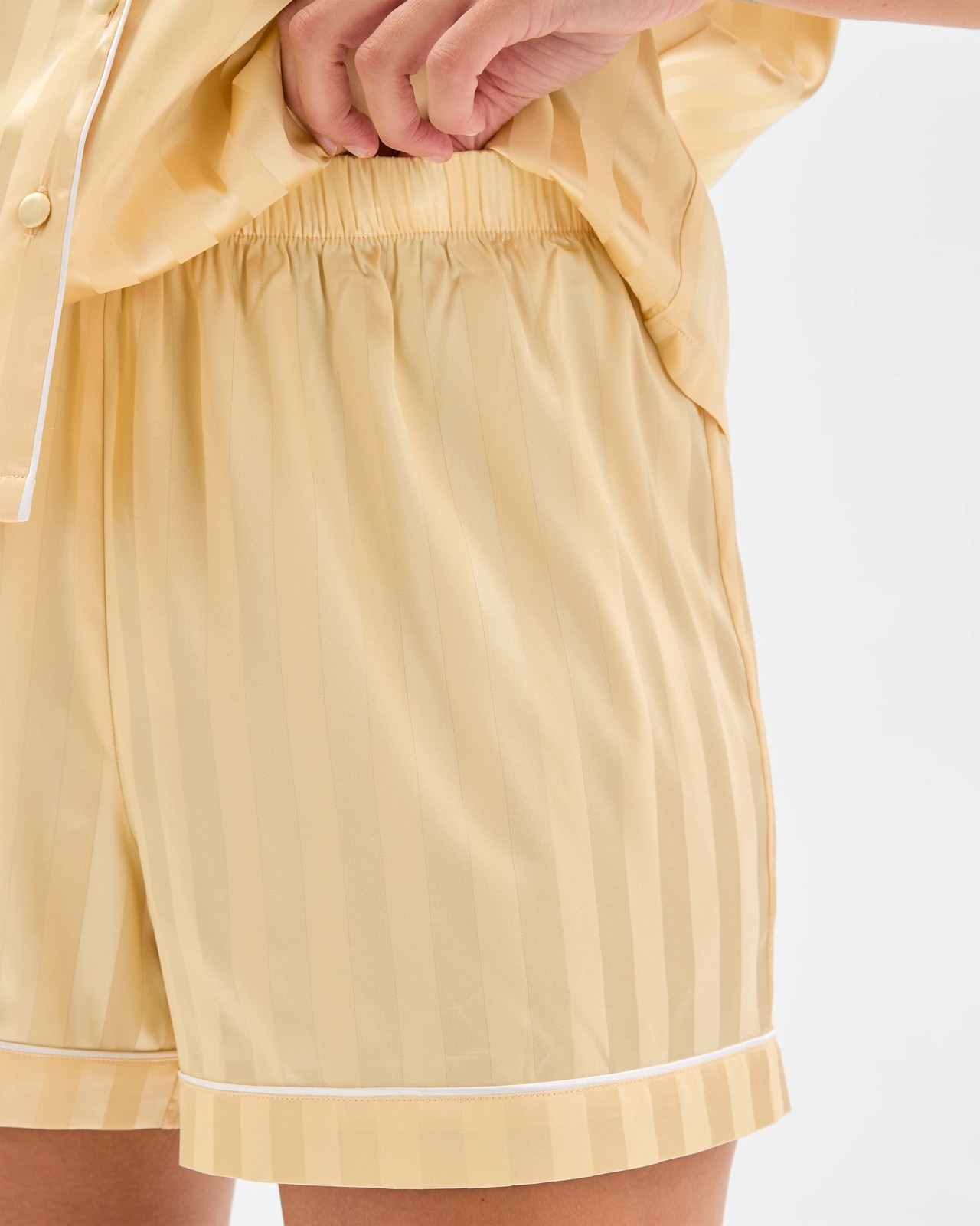 Stripe Satin Short Pyjama Set - Yellow 5 of 6