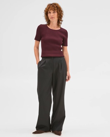 Preview Wool Blend Tailored Straight Leg Pants