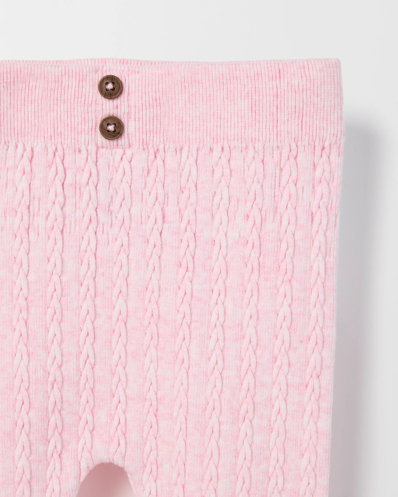 Australian Cotton Blend Cable Knit Leggings - Pink Marle 3 of 3