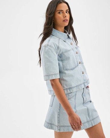 Slant Pocket Denim Mini Skirt