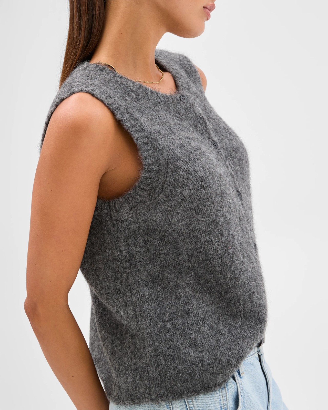 Lily Loves Fluffy Knit Vest - Graphite Marle 6 of 6
