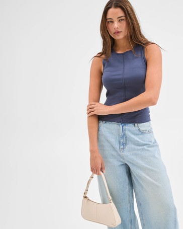 Lily Loves Australian Cotton Blend Exposed Seam Tank Top