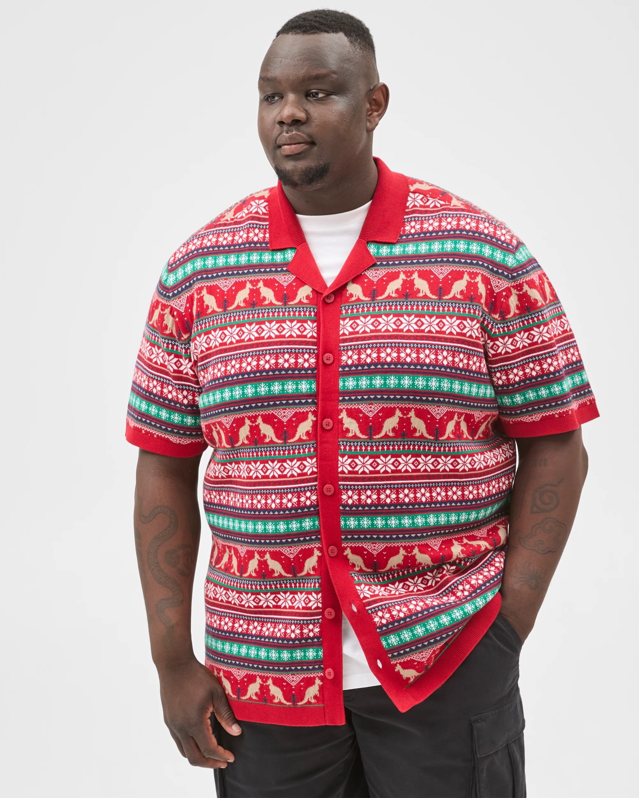 Australian Cotton Plus Size Christmas Fairisle Knit Shirt 2 of 6