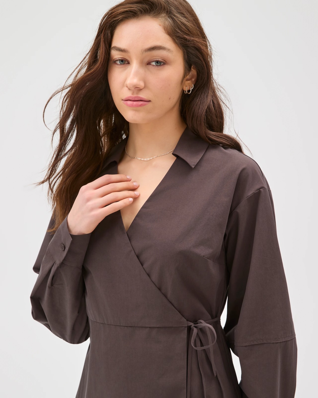 Lily Loves Australian Cotton Wrap Poplin Shirt - Truffle 4 of 5