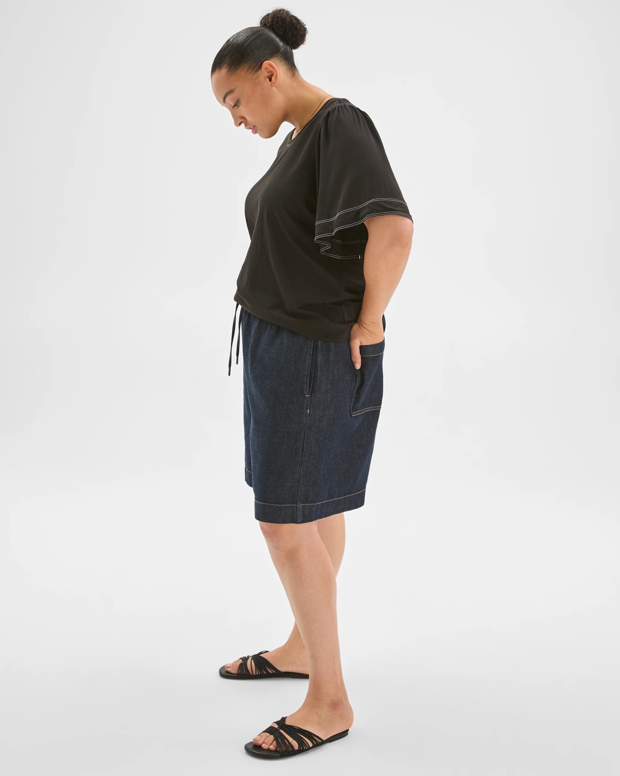 Plus Size Elasticated Waist Denim Shorts 5 of 6
