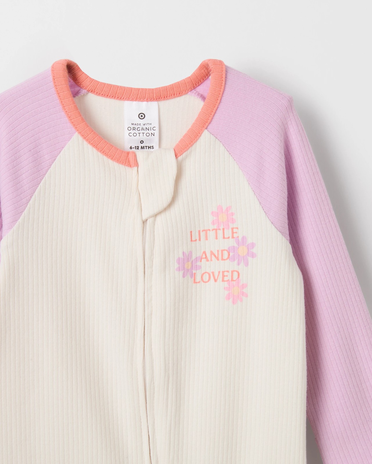 Baby Organic Cotton 2 Pack Rib Zip Coverall - Gardenia Loved 4 of 4