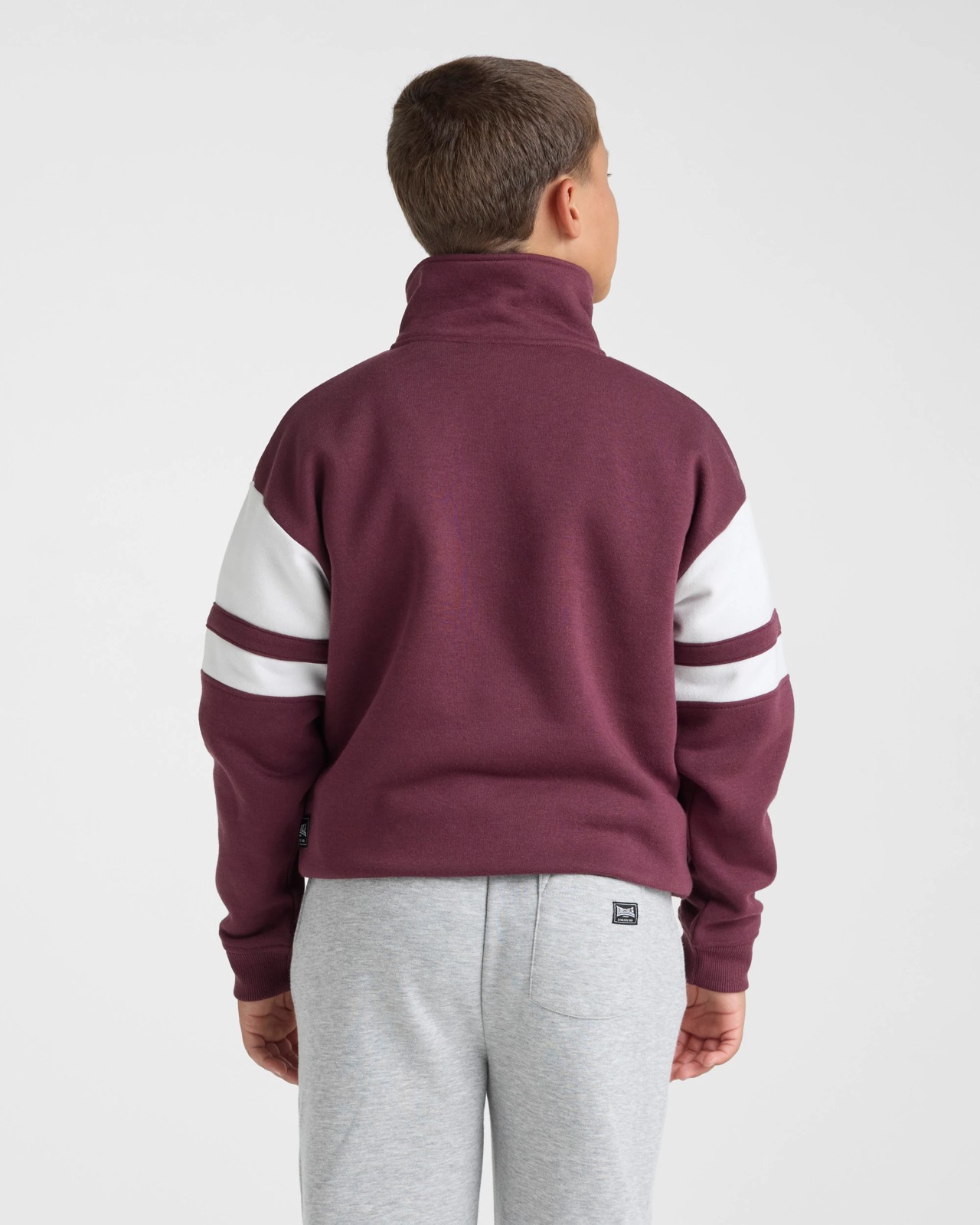 Lonsdale London Boys Retro Sport Quarter Zip Hoodie - Berry 2 of 5