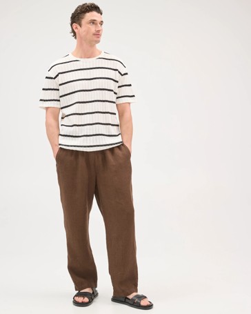 Australian Cotton Blend Pointelle Stripe T-Shirt
