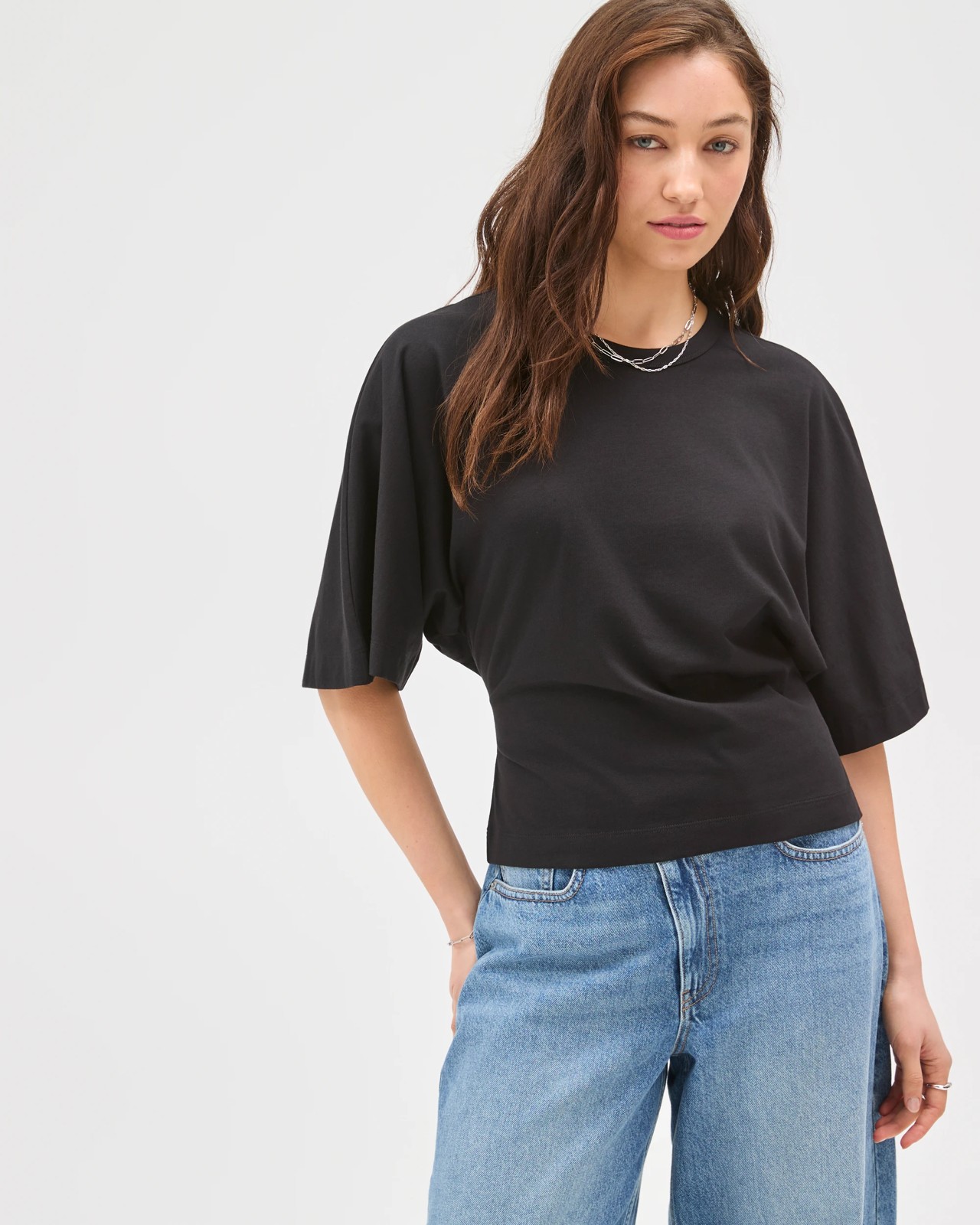 Lily Loves Australian Cotton Tie Detail T-Shirt - Black 2 of 6