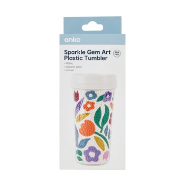 Sparkle Gem Art Plastic Tumbler, Floral - Anko