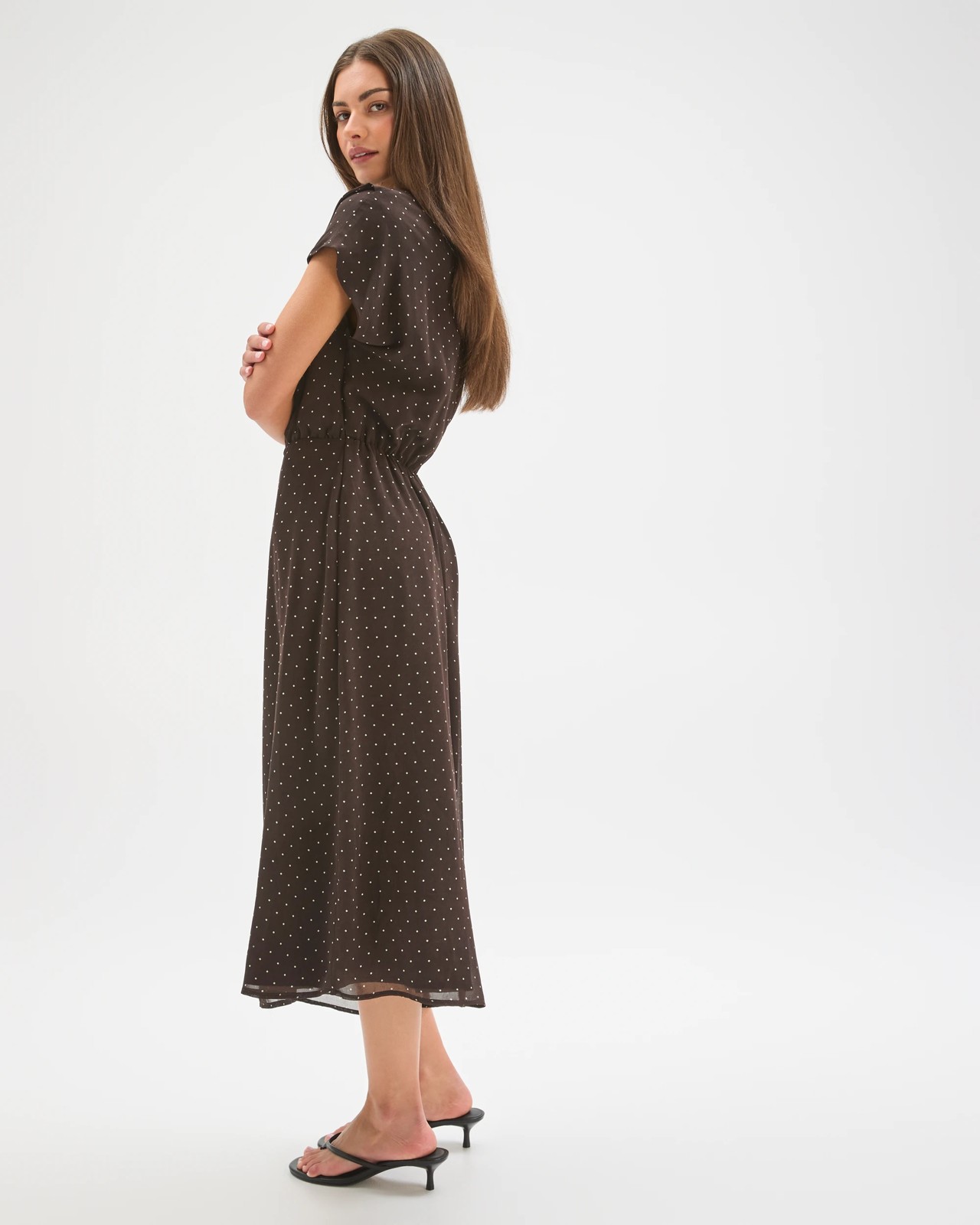 Petites Drape Front Midi Dress 5 of 5