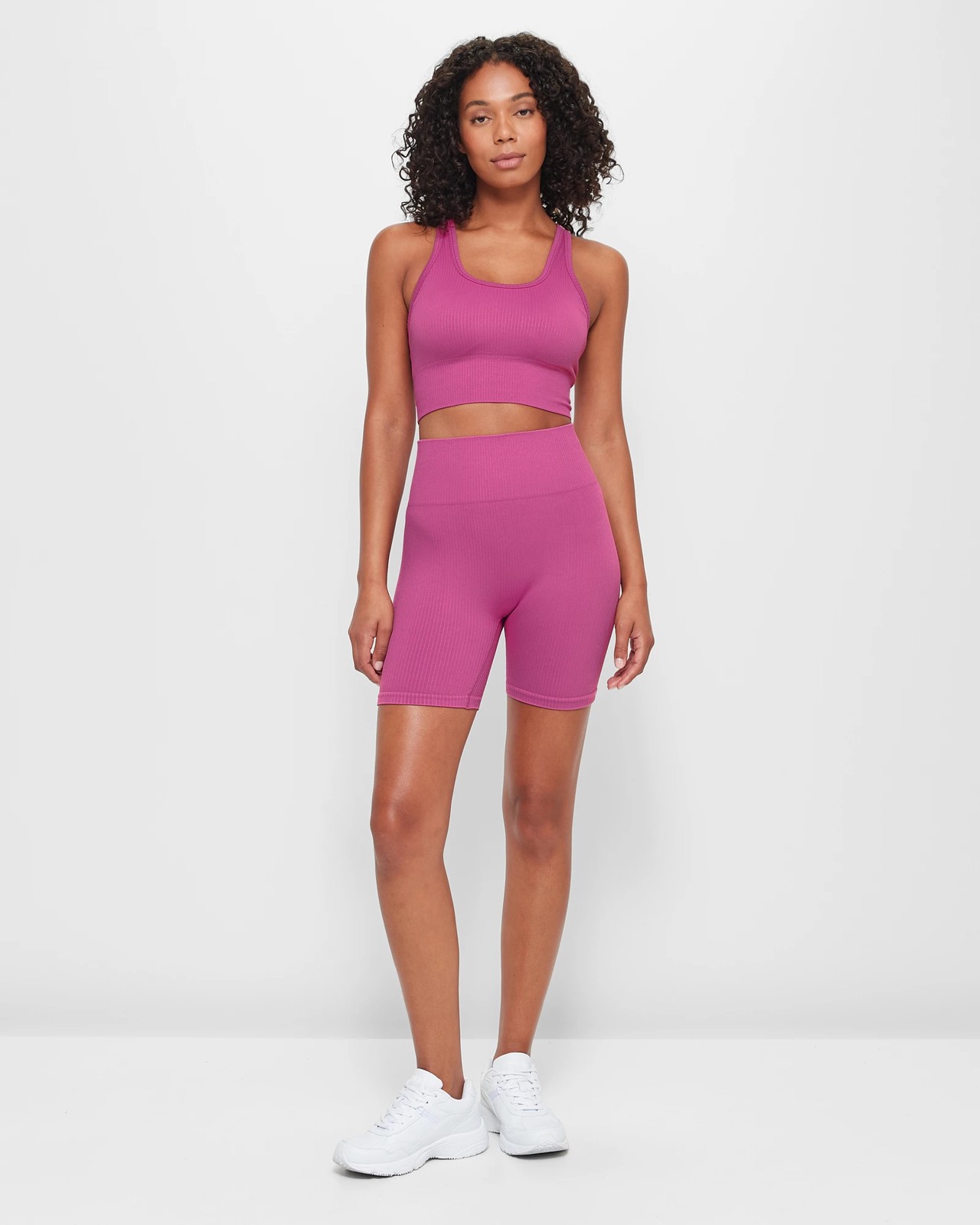 Active Seamfree Ribbed Longline Crop Top - Dusty Berry