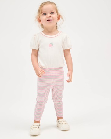 Baby Organic Cotton Short Sleeve Bodysuit & Leggings 2 Piece Set