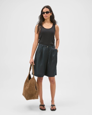 Australian Cotton Blend Scoop Neck Tank Top with Shelf Bra