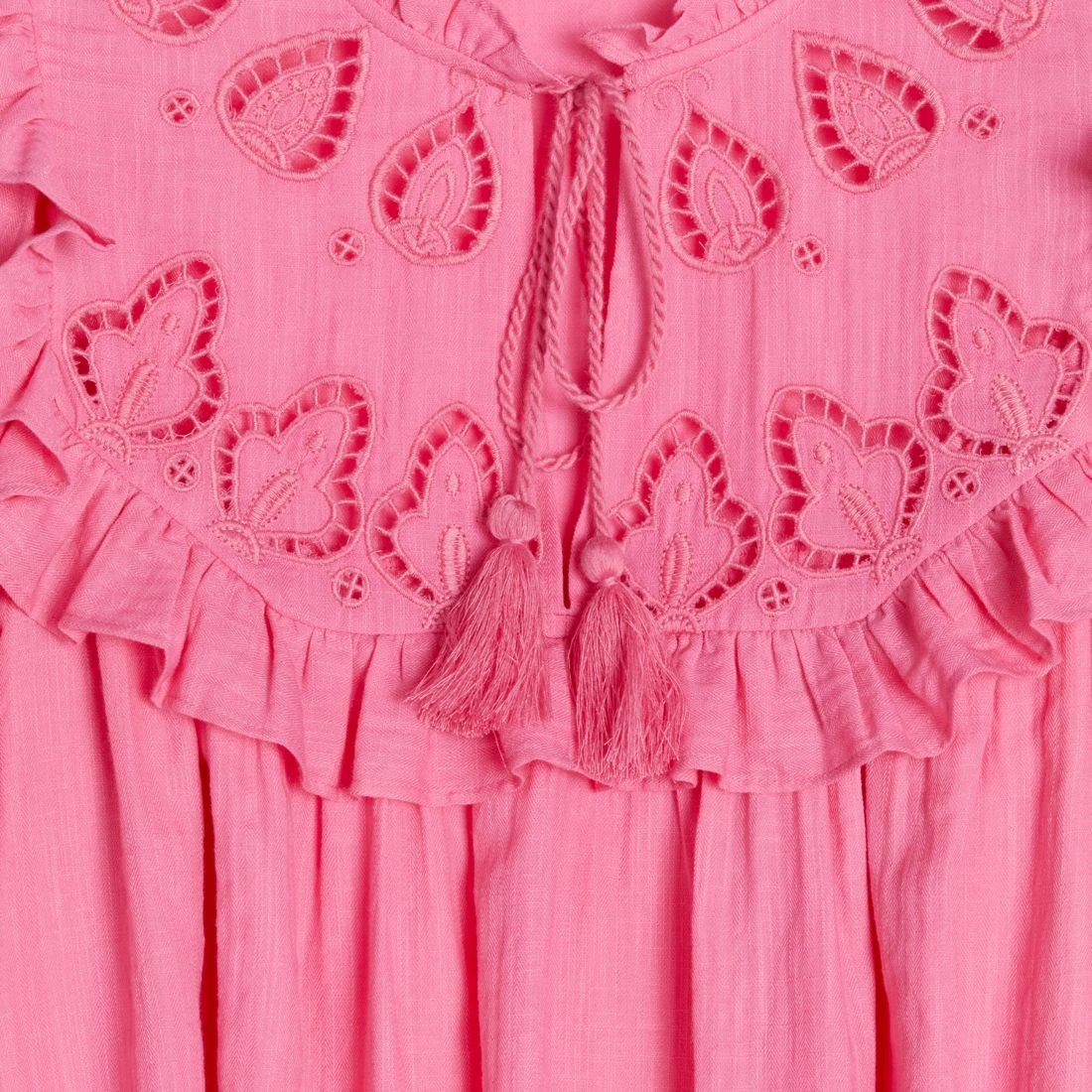 For The Roses Linen Cutwork Embroidered Blouse