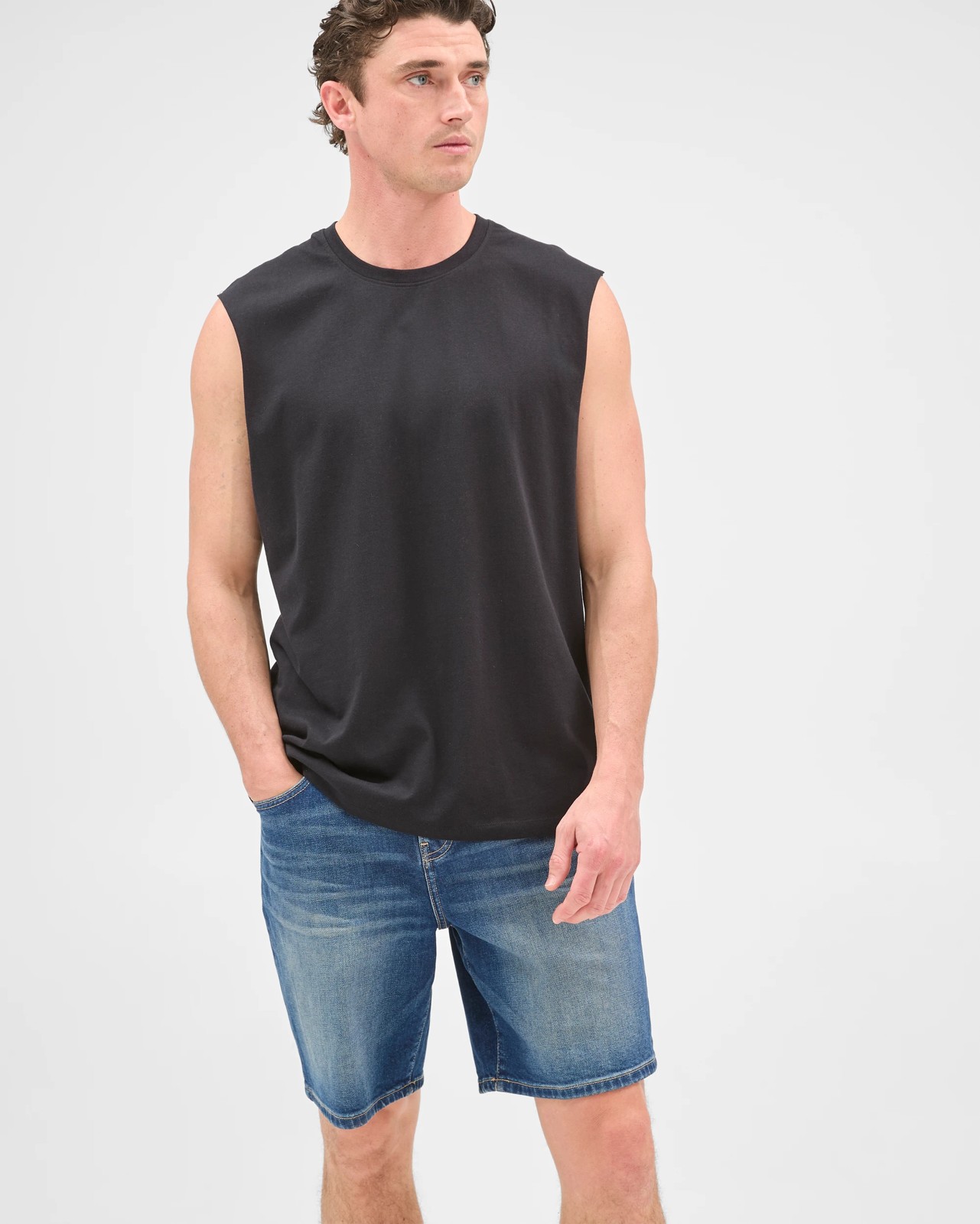 Australian Cotton Plain Tank Top  - Black 2 of 5