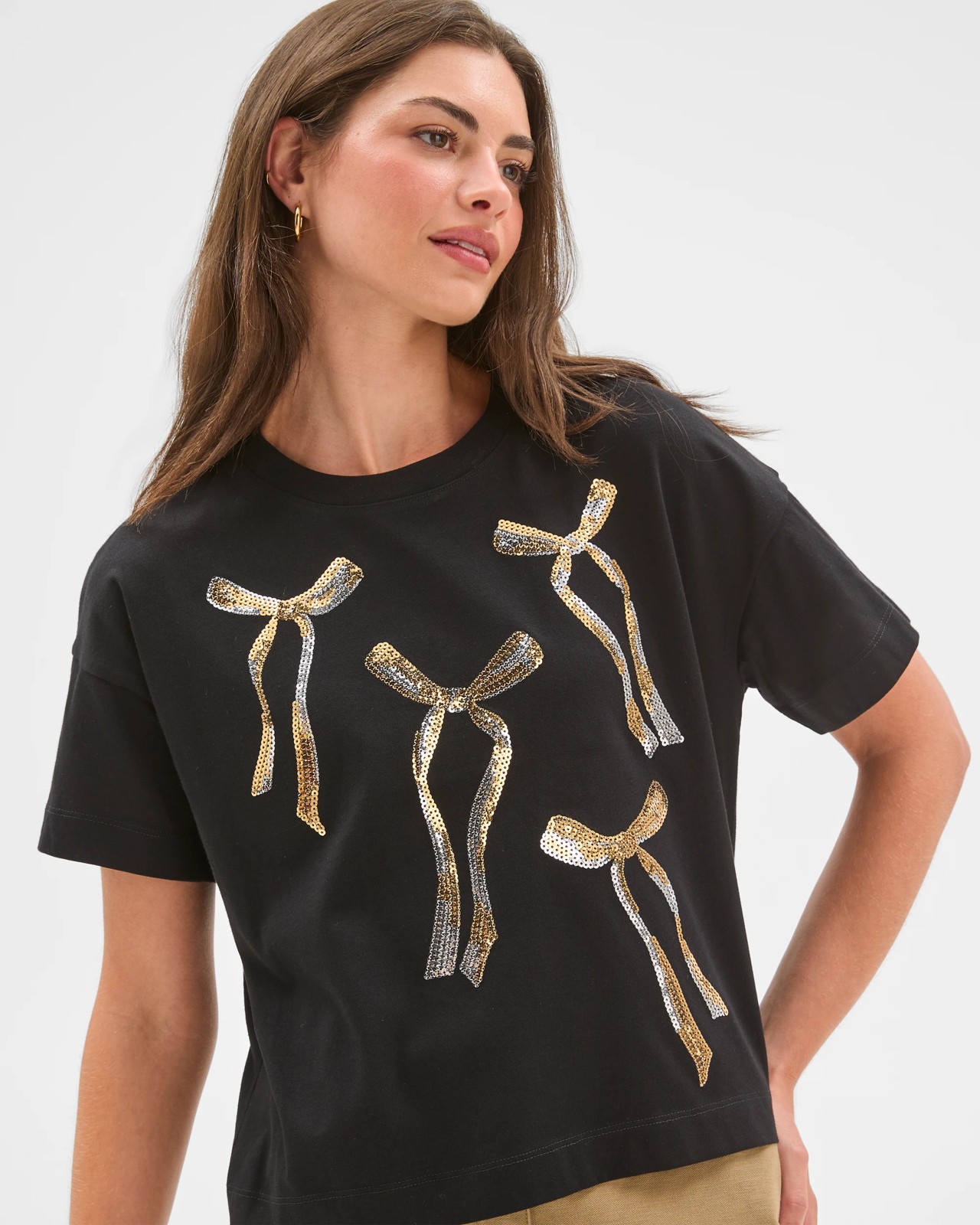 Petites Australian Cotton Boxy Crop Christmas Graphic T-Shirt 3 of 6