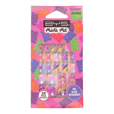 BYS 24 Pack Mini Me Press On Nails - Gummy Bears, Square Shape