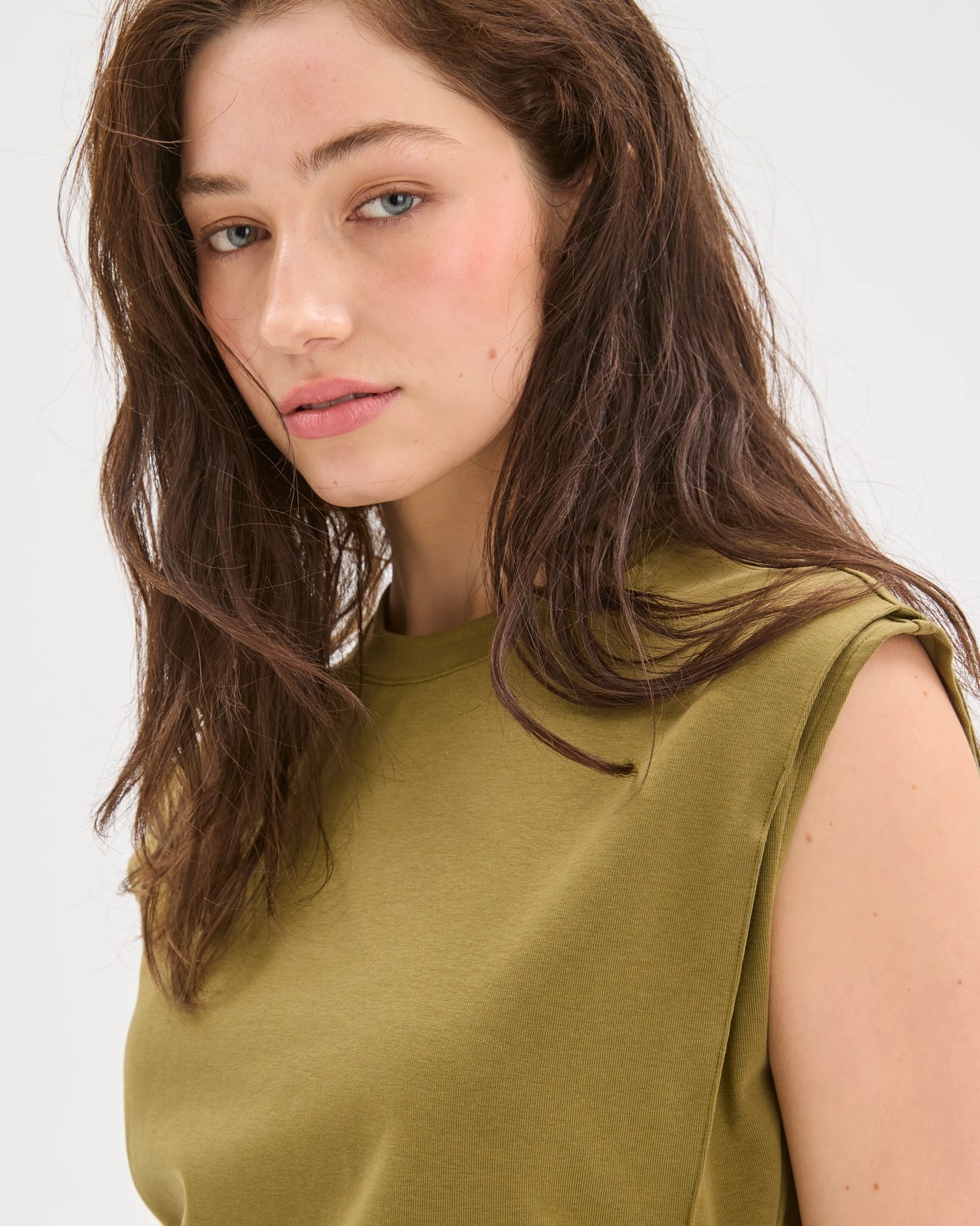Lily Loves Australian Cotton Blend Extended Shoulder T-Shirt - Khaki 3 of 5
