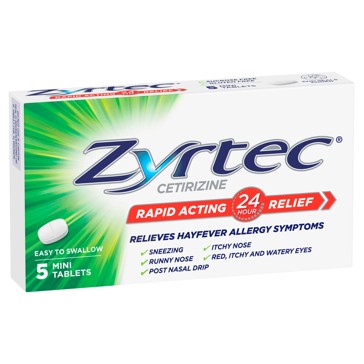 5 Pack Zyrtec Rapid Acting Hayfever Allergy Relief Antihistamine Mini Tablets