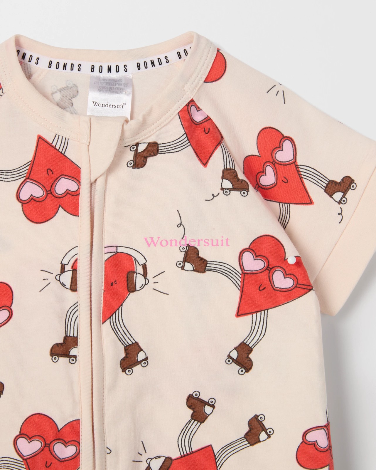 Bonds Baby Zippy Wondersuit Romper - Heart Beats Red 2 of 2