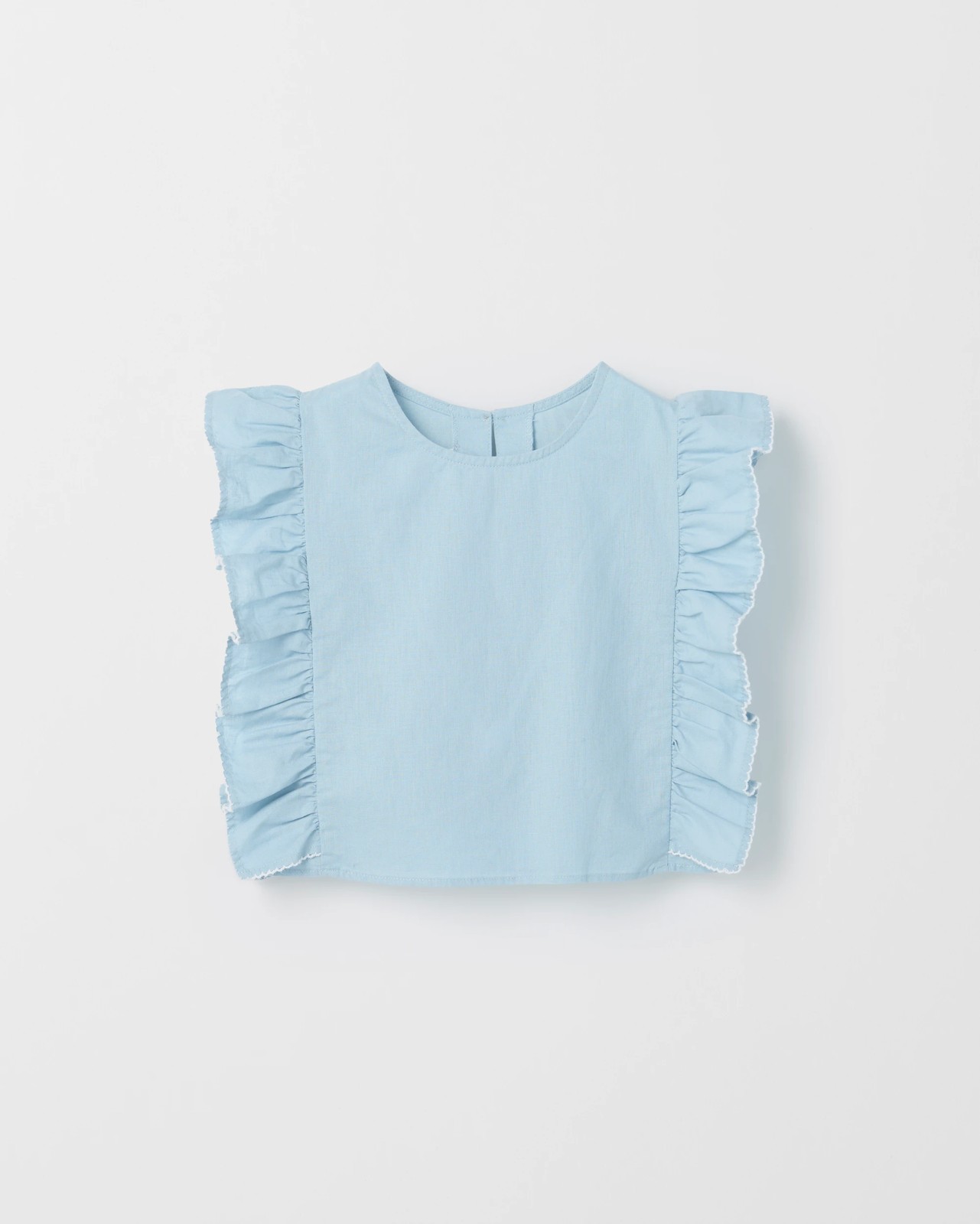 Australian Cotton Blend Ruffle Sleeve Woven Co-ord Tank Top - Blue 5 of 6