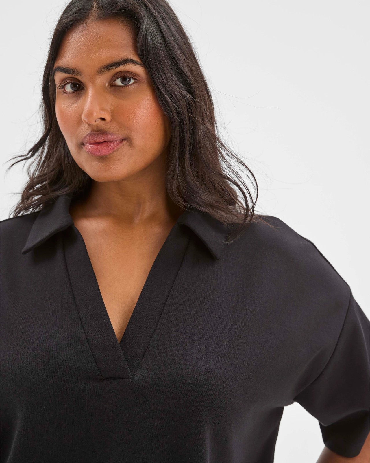 Plus Size Australian Cotton Blend Polo Neck Interlock T-Shirt 3 of 6