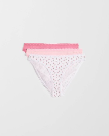 Lily Loves Australian Cotton Blend 3 Pack Pointelle Bikini Briefs