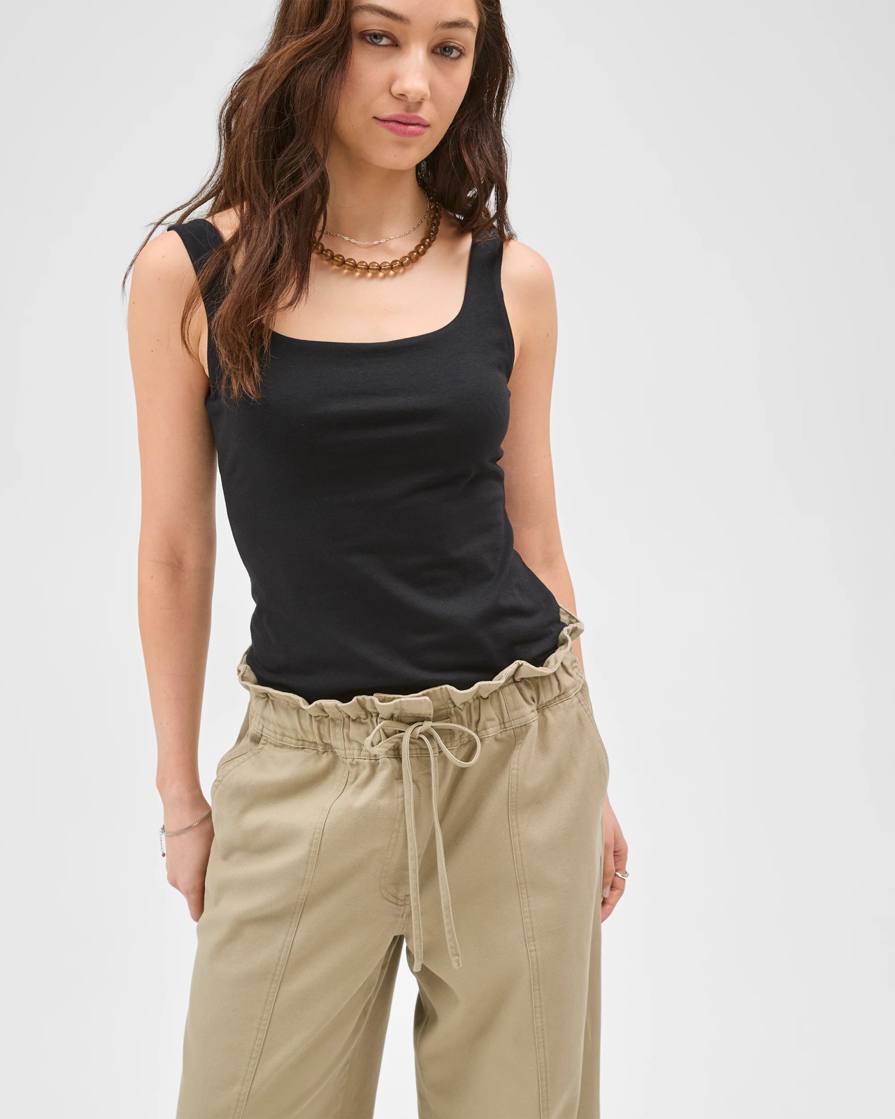 Lily Loves Australian Cotton Wide Leg Paperbag Pants - Crushed Leaf 3 of 6