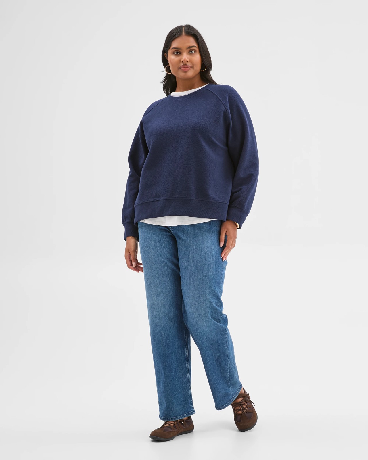 Plus Size Australian Cotton Blend Textured Knit Cocoon Jumper 3 of 5