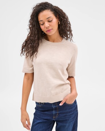 Australian Cotton/Linen Blend Knitted T-Shirt