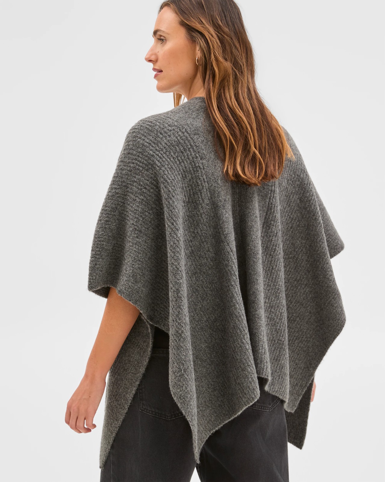 Knitted Poncho - Charcoal Marle 4 of 5