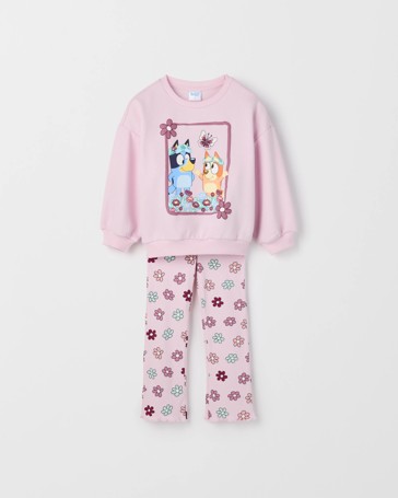 Bluey Australian Cotton Blend Fleece Top & Flare Pants Set