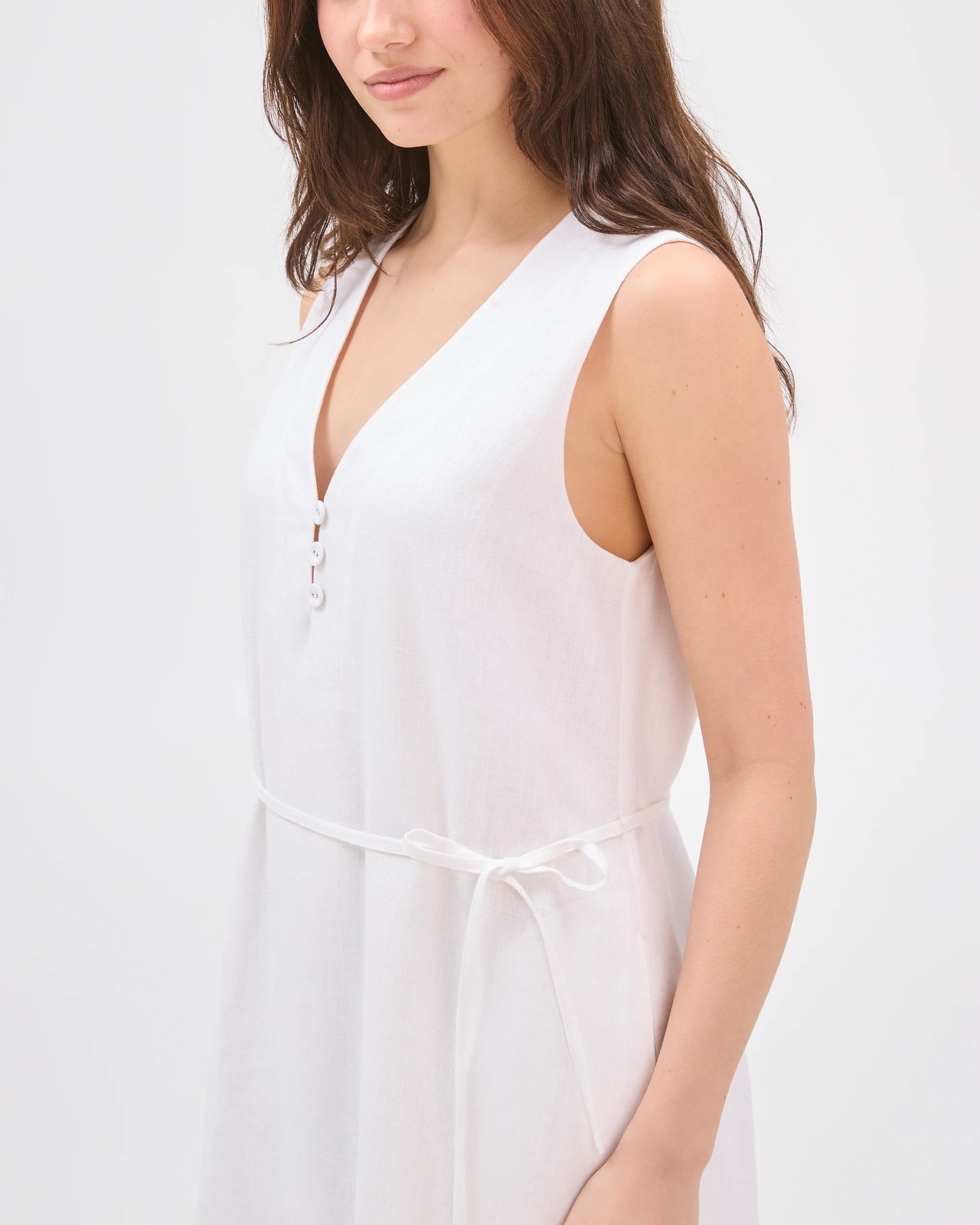 Lily Loves European Linen Scallop Mini Dress - White 5 of 6
