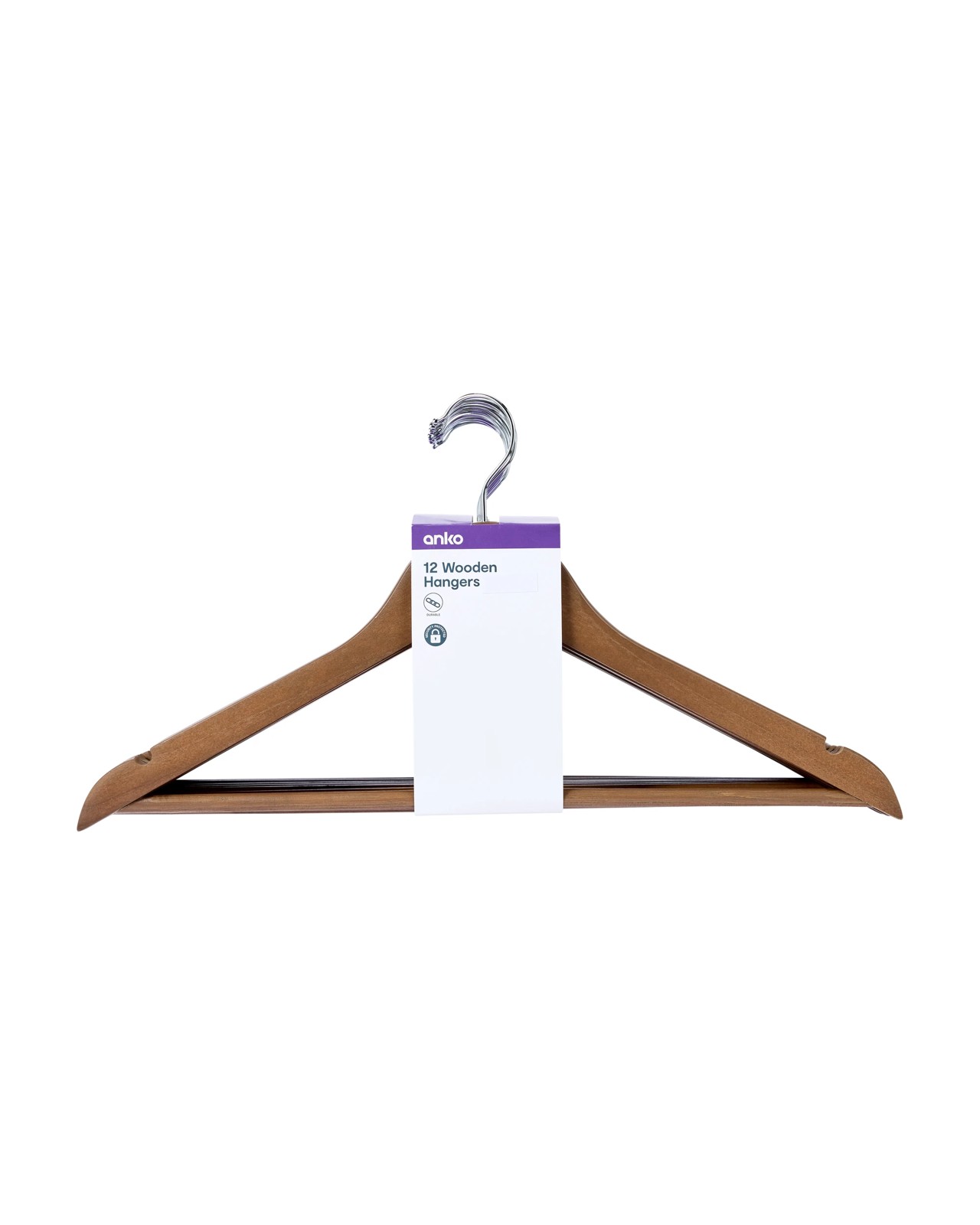 Anko 12 Pack Wooden Hangers - Walnut 6 of 6