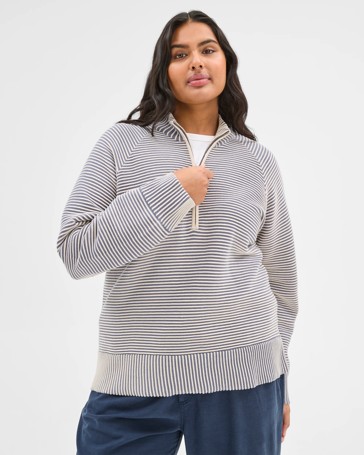 Plus Size Australian Cotton Blend Rib 1/2 Zip Jumper