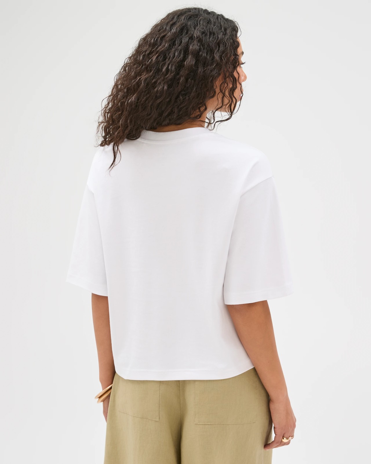 Australian Cotton Heavyweight V-Neck Boxy T-Shirt - White 6 of 6