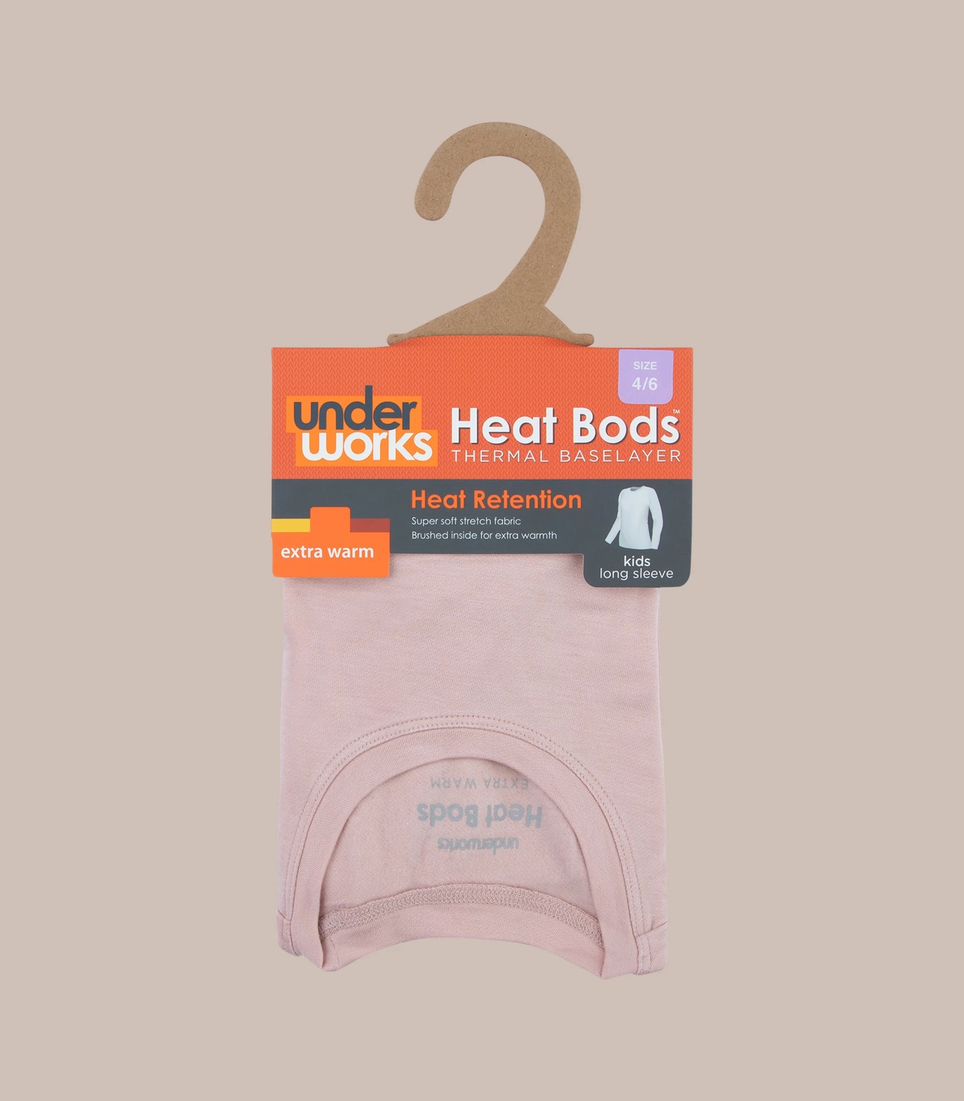 Kids Heat Bods Heat Retention Thermal Long Sleeve - Underworks - Pink