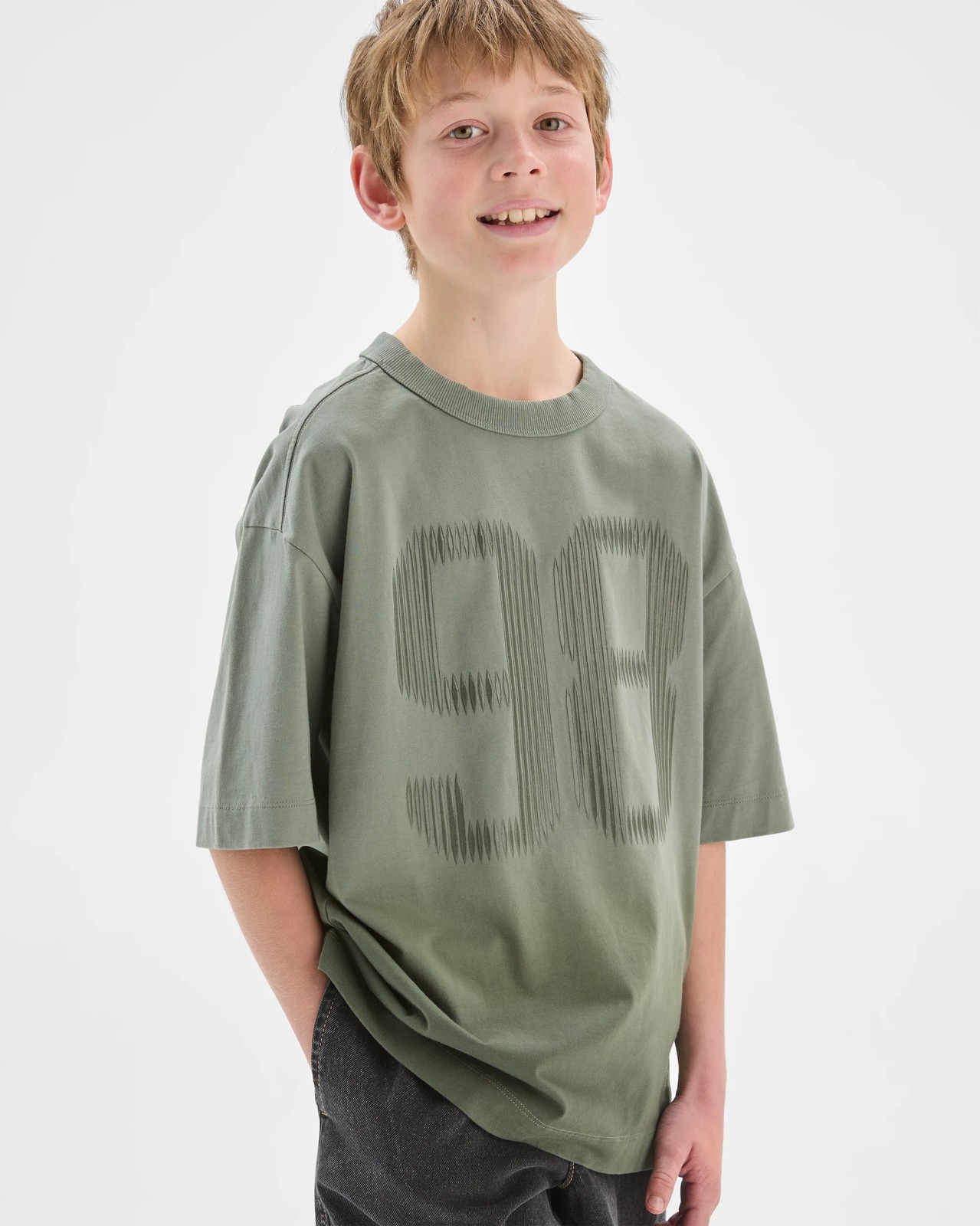 Australian Cotton Oversized Dyed Graphic T-Shirt - Green 2 of 6