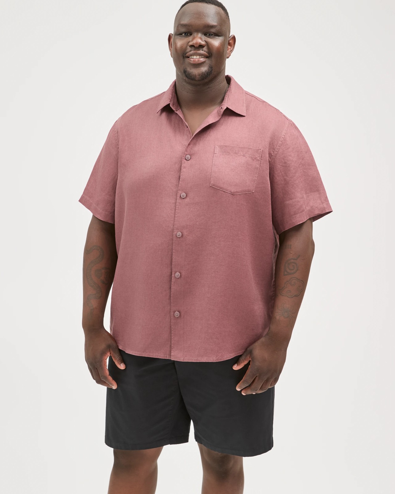 Plus Size European Linen Short Sleeve Shirt - Fudge 2 of 6