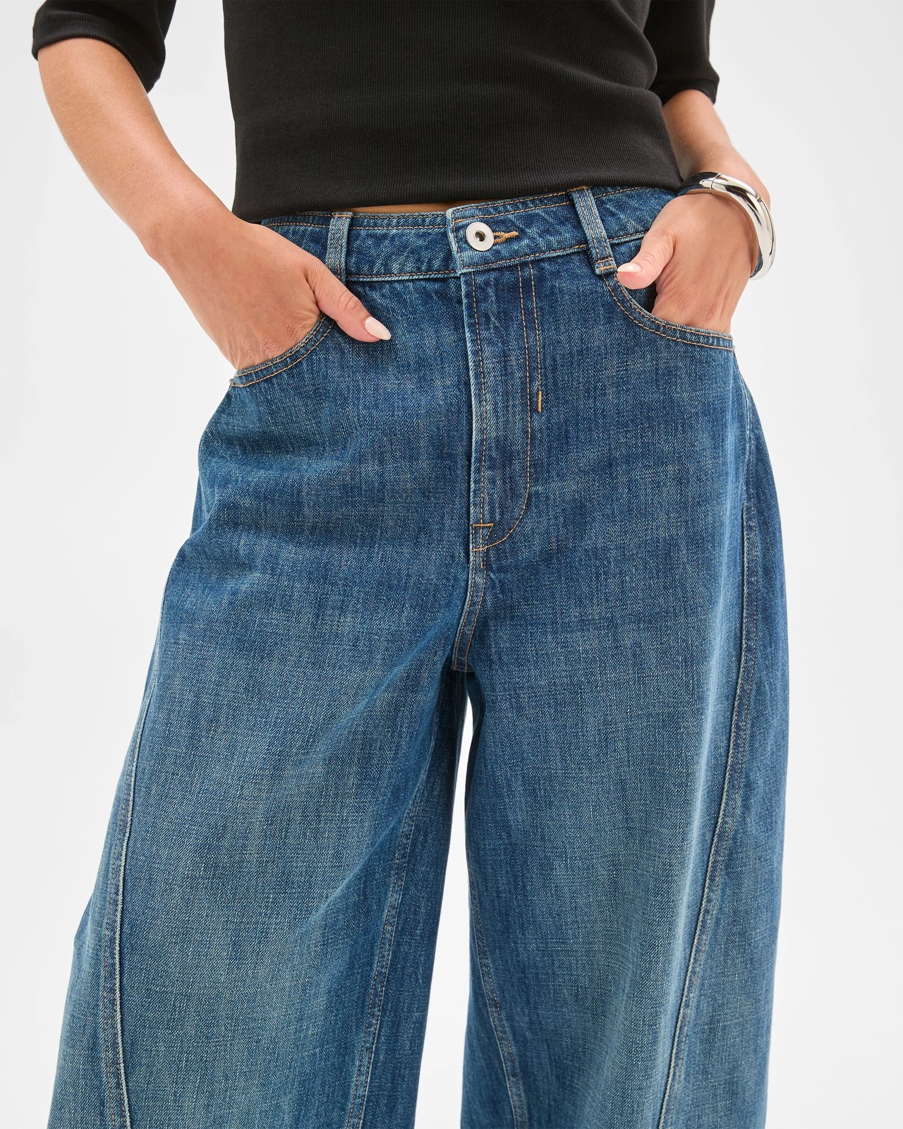Lily Loves Crop Horseshoe Leg Denim Jeans 4 of 5