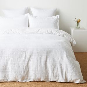 Quinn Texture Quilt Cover Set - White