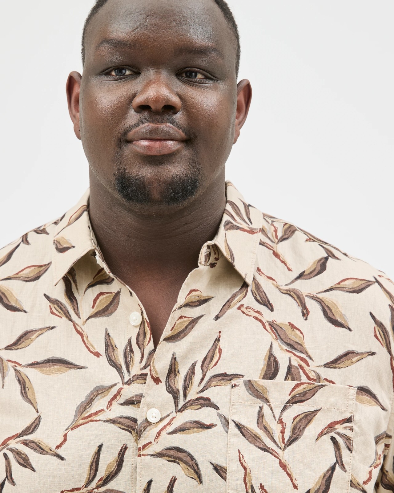 Plus Size European Linen Short Sleeve Print Shirt - Stone 3 of 5