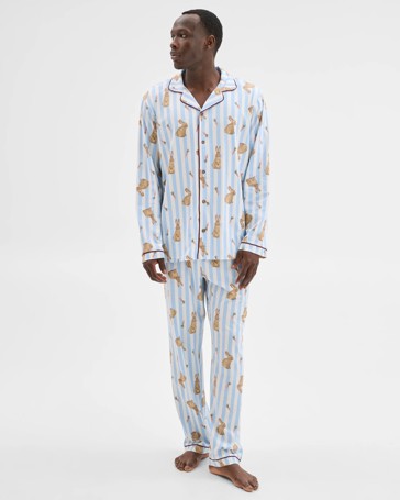 Family Matching Australian Cotton Easter Mens Pyjama Set - Bunny Stripe