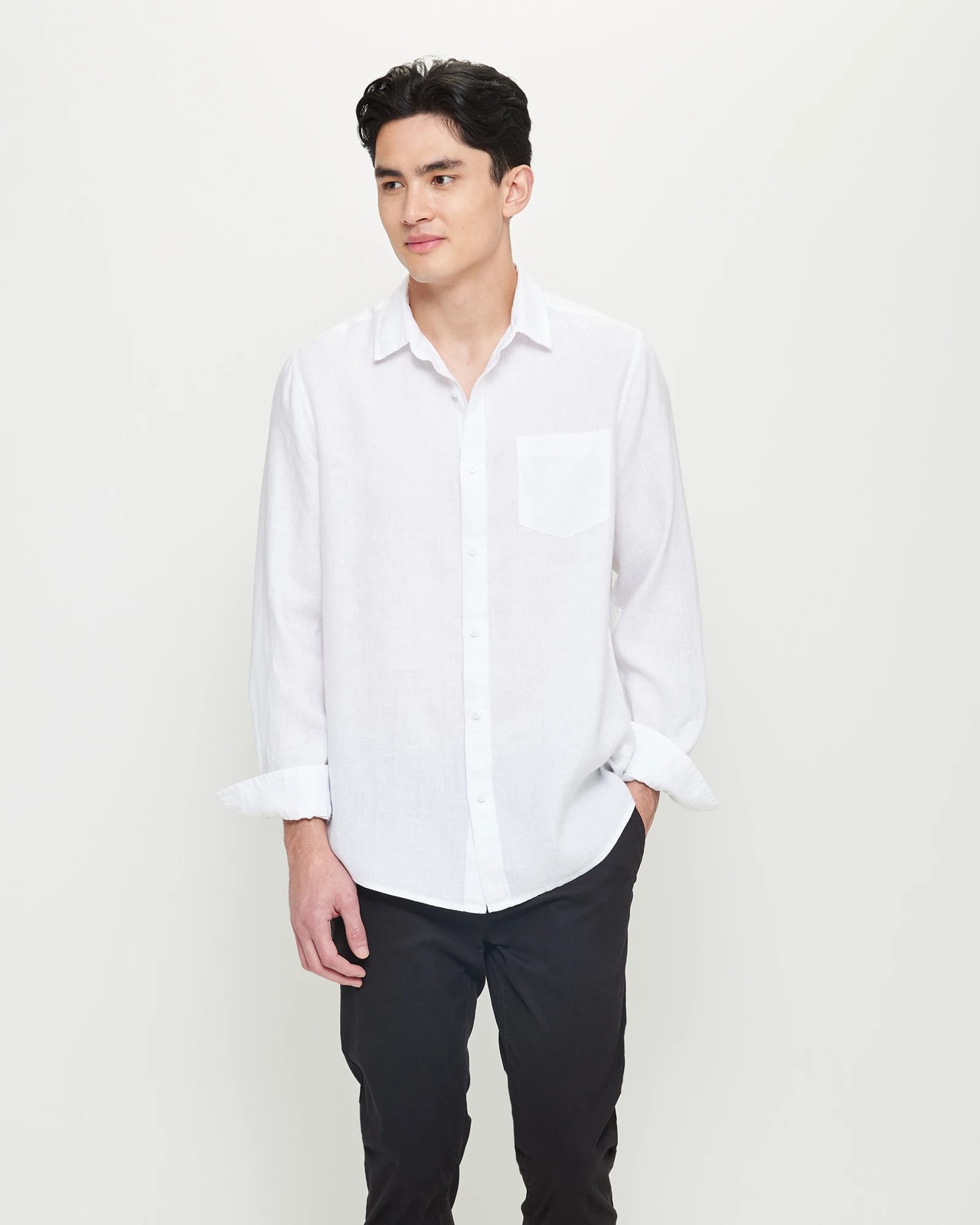 European Linen Long Sleeve Shirt - White | Target Australia