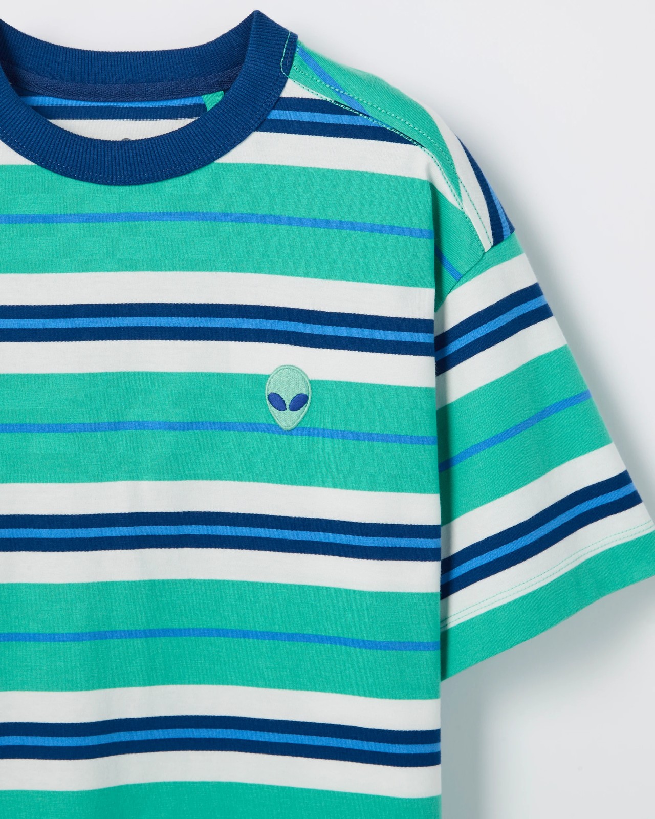 Australian Cotton Oversized Striped T-Shirt - Green 6 of 6